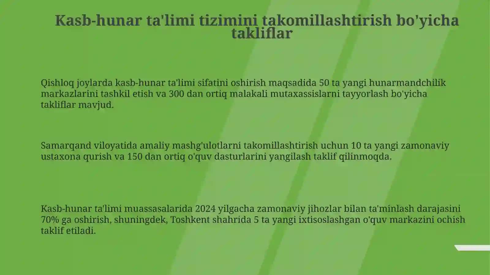 Kasb-hunar ta'limi tizimini takomillashtirish bo'yicha takliflar 3