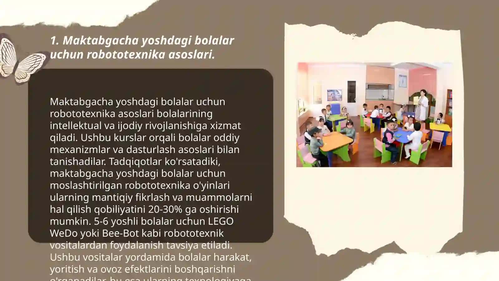 Maktabgacha yoshdagi bolalarni Roboto texnikaga o'rgatish 3