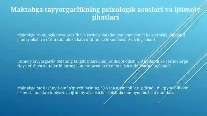 Bolalarni maktabga tayyorlashdagi ijtimoiy - psixologik muammolar 3