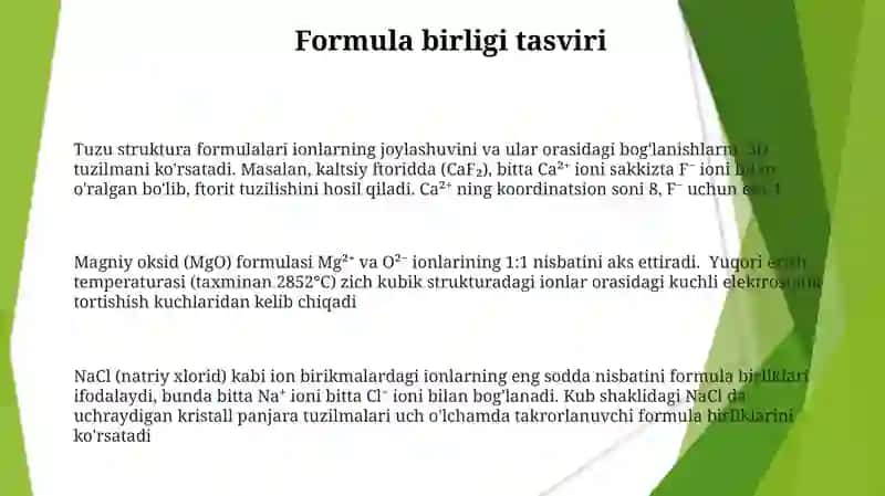 Tuzlarning struktura formulasini tuzilish 3