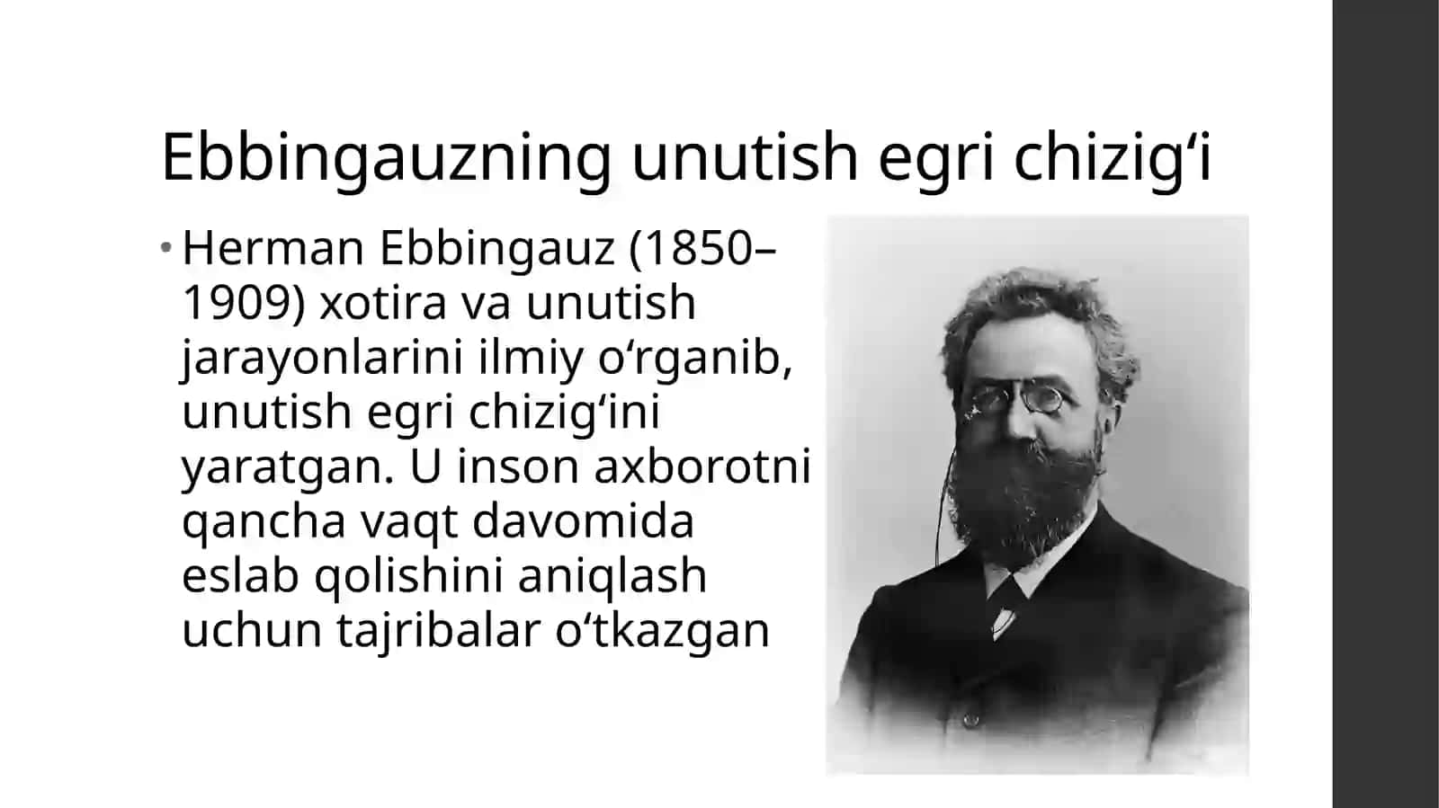 Ebbingauz, Brayyan va Xarterlarning eksperimental tadqiqotlari 3