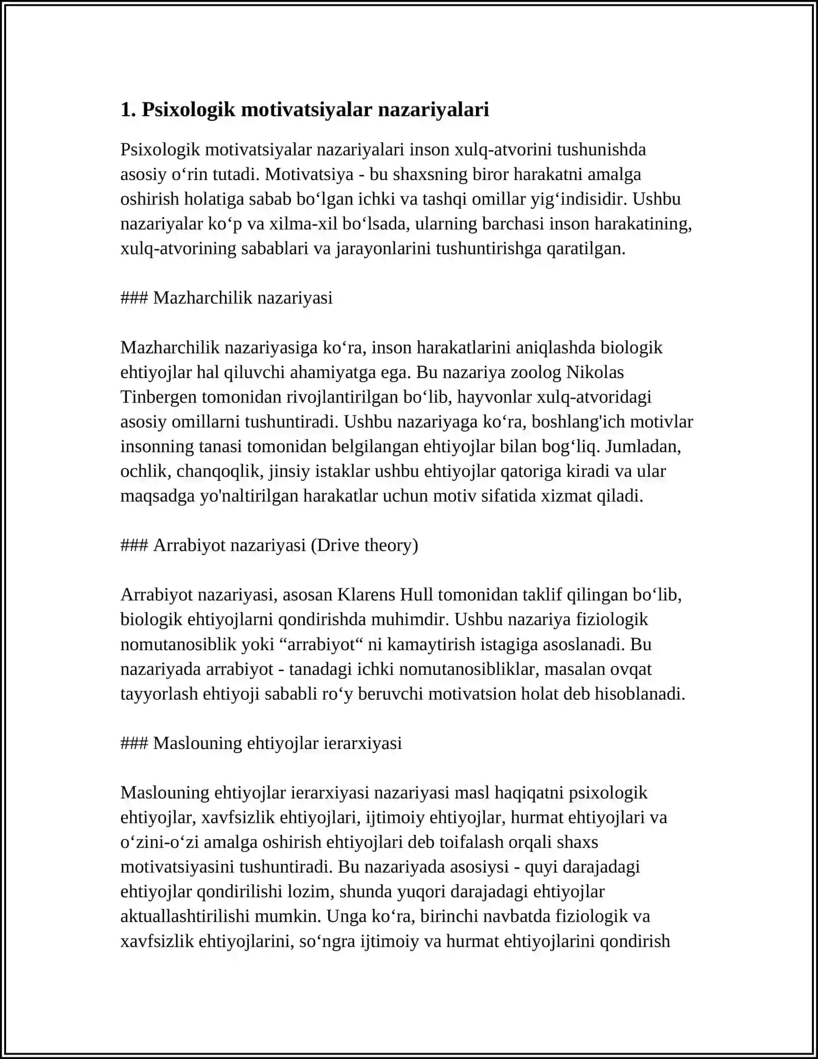 PSIXOLOGIYA FANIDAN XORIJ PSIXOLOGIYASIDA O'QISH MOTIVLARINING NAZARIY TAHLILI MAVZUSI 3