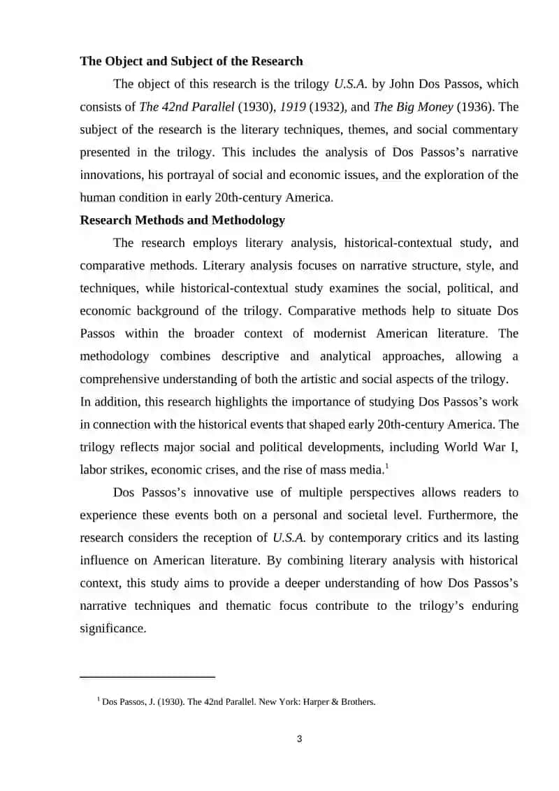 Course Work J.Dos passes and his trilogy "U.S.A"("The 42nd Parallel",Nineteen Nineteen","The Big Money") 3