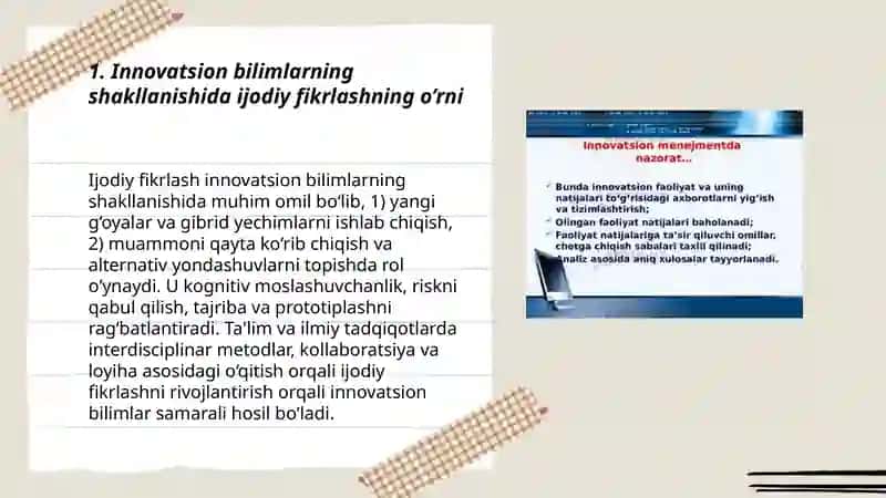 Innovatsion bilimlarning shakllanishida fikrlashning o’rni 3