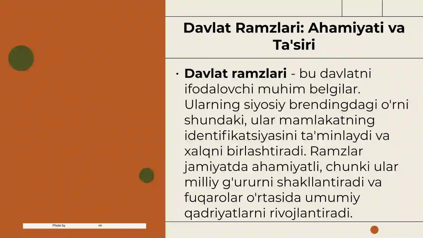 Siyosiy brendingning xarakterli belgilaridavlat ramzlari, milliy bayramlar, siyosiy semiosfera. 3