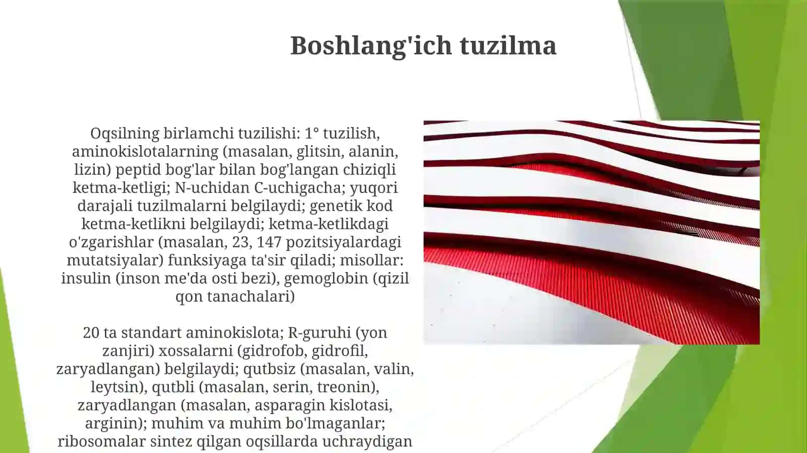 Polipeptitli aminokislatalar, tuzilishi va oqsilar 3