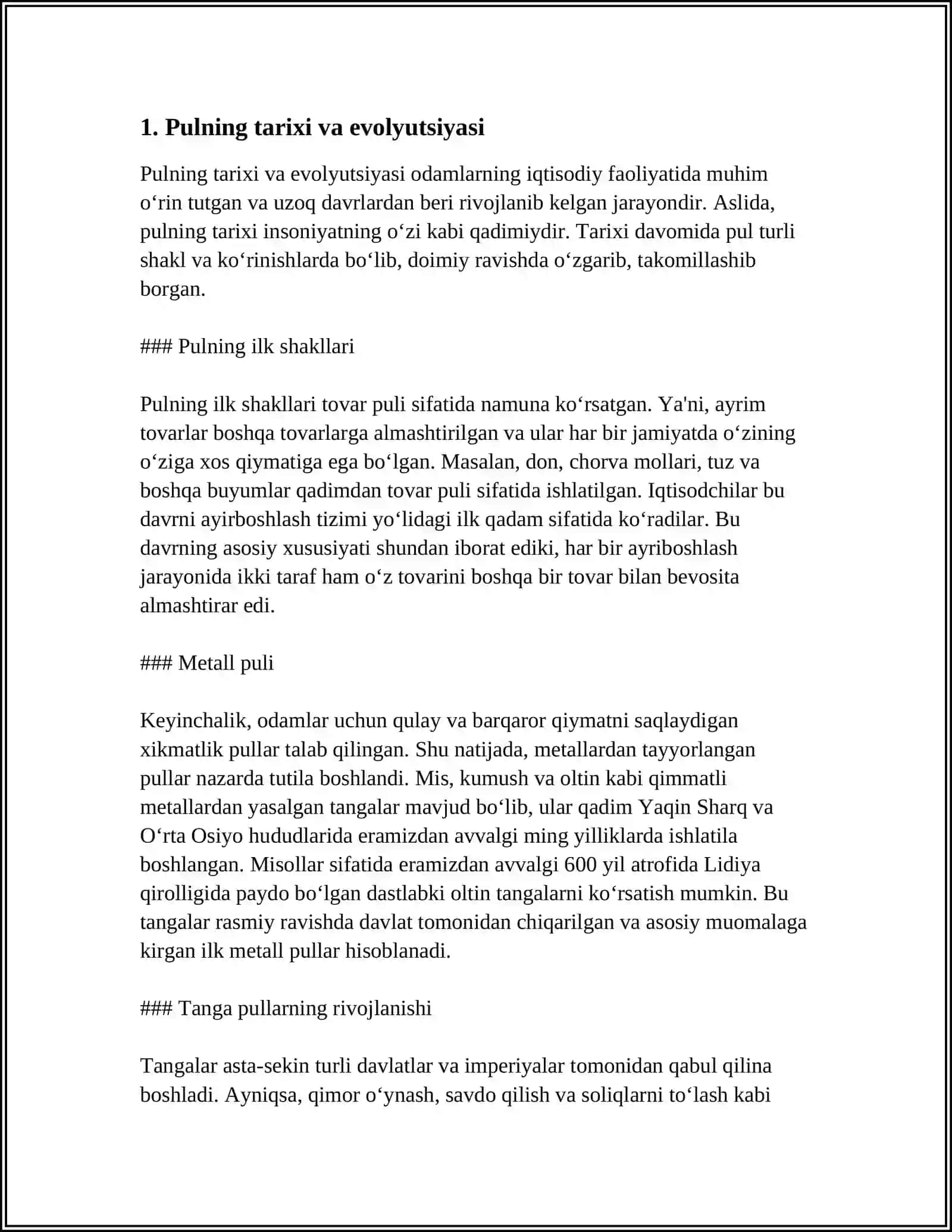 Pul muomalasi 3