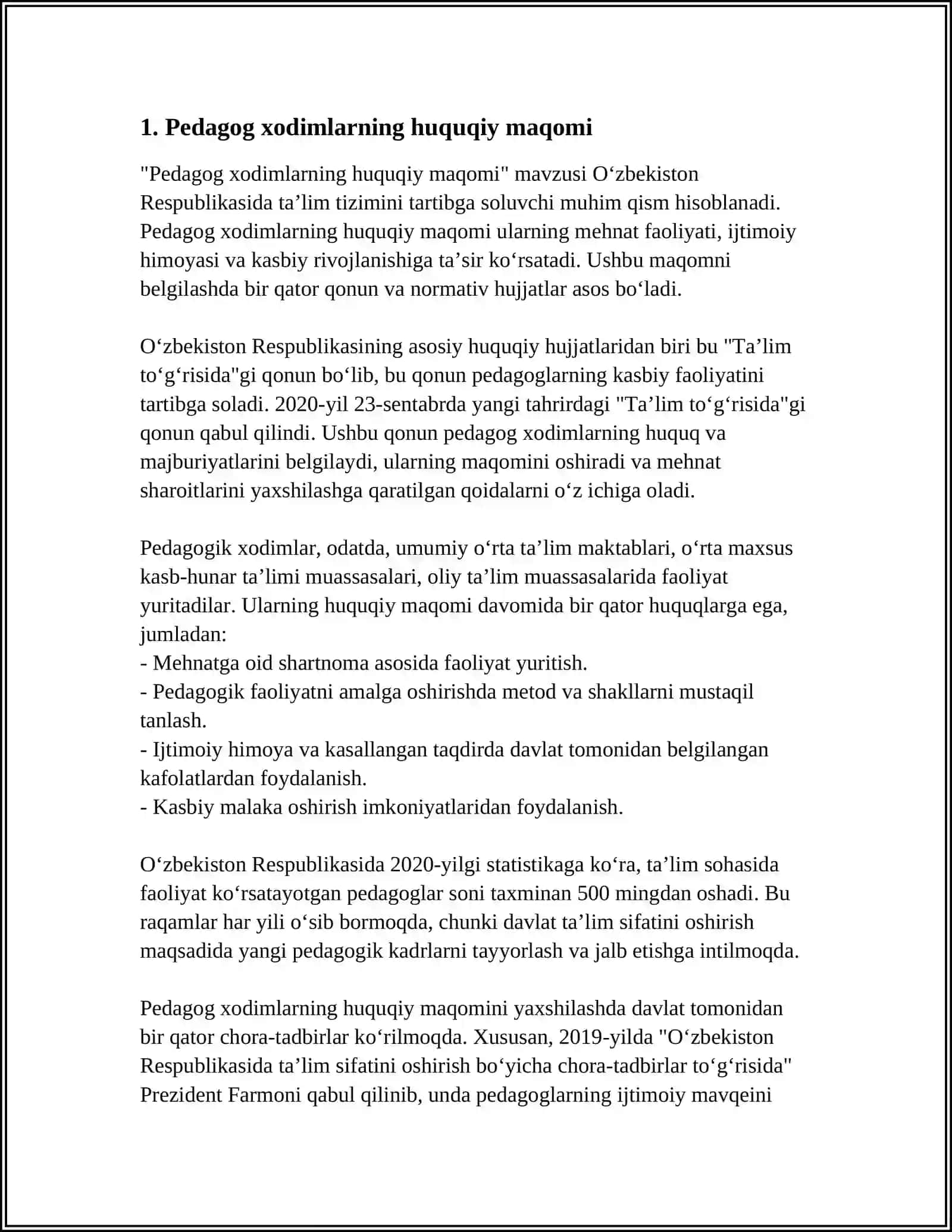 TAʼLIM TASHKILOTLARI PEDAGOG HODIMLARNING XUQUQIY MAQOMI 2024-2025-o'quv yili 3