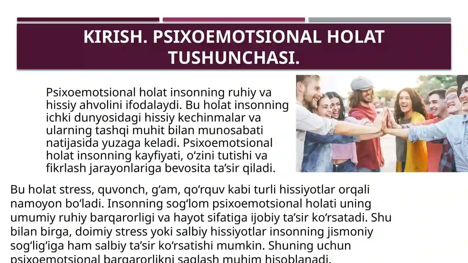 Psixoemotsional holat. Antisitresta’sirlar 3