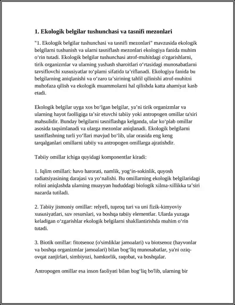 EKOLOGIK BELGILARNING TASNIFI 3