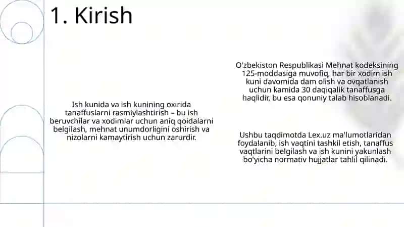 Ish jarayonidagi tanaffuslarni va ish tugashini rasmiylashtirish 3