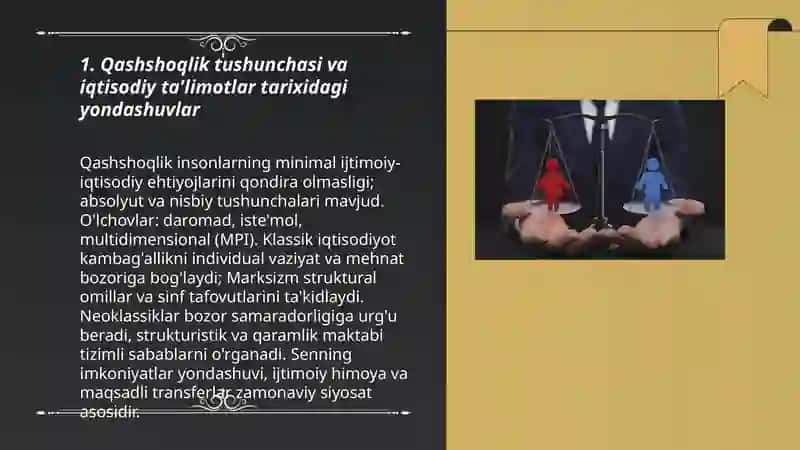 Iqtisodiy ta'limotlar tarixi fanidan: QASHSHOQLIK, TENGSIZLIK VA IQTISODIY O'SISH MUAMMOLARI 3