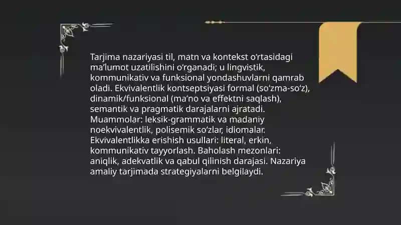Tarjimashunoslikka bagʻishlangan tadqiqotlar 3