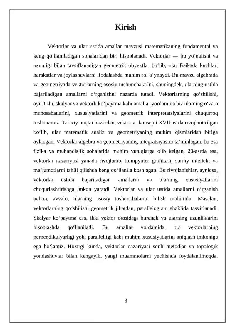 Vektorlar va ular ustida amallar 3