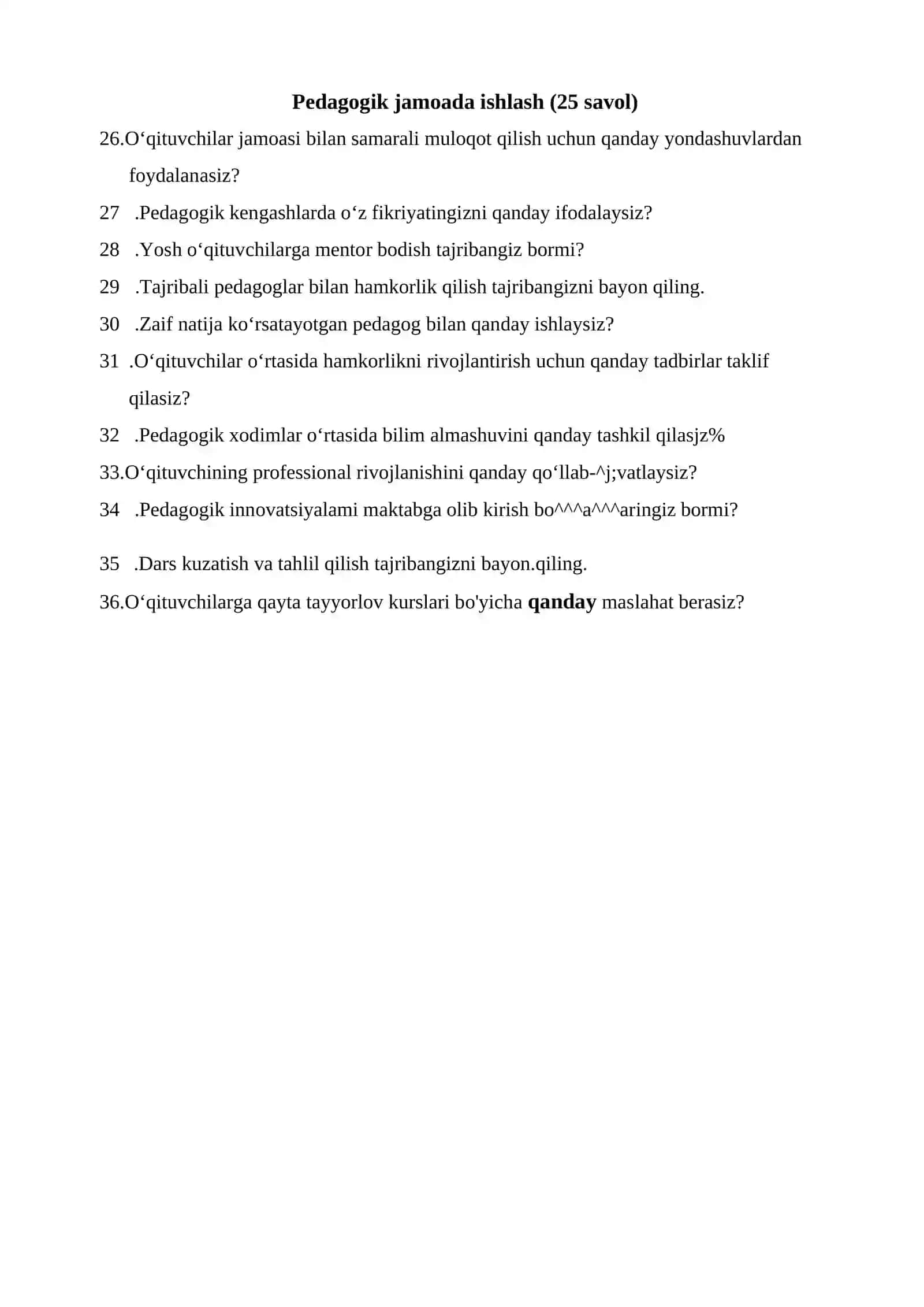 Maktab maslahatchisi suhbat savollari 500 ta. 2026 3