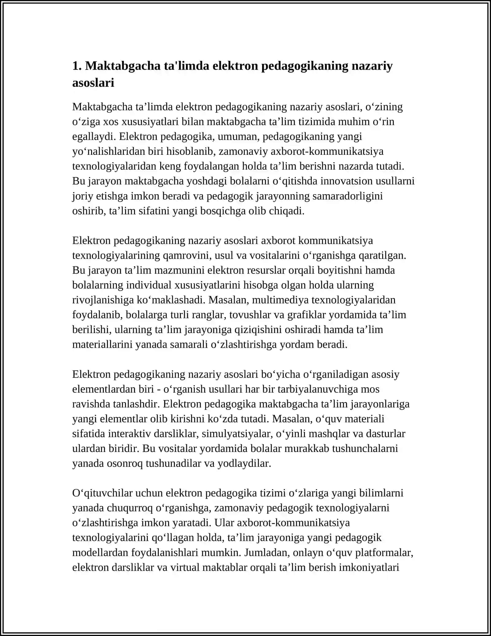 MAKTABGACHA TALIM ERNOPEDAGOGIKASINING TALIM TIZIMIDAGI ORNI 3