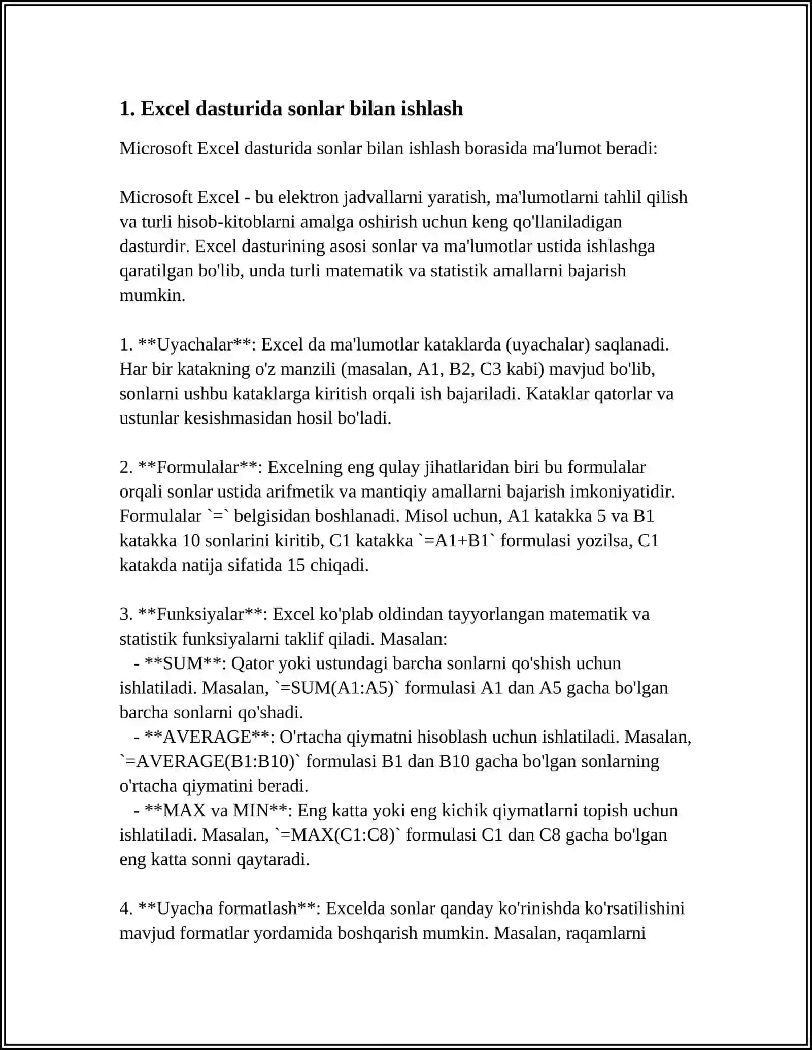 MS EXCEL DASTURI ELEKTRON JADVALIDA CHIZIQLI ALGEBRAIK TENGLAMALAR SISTEMASINI YECHISH 3