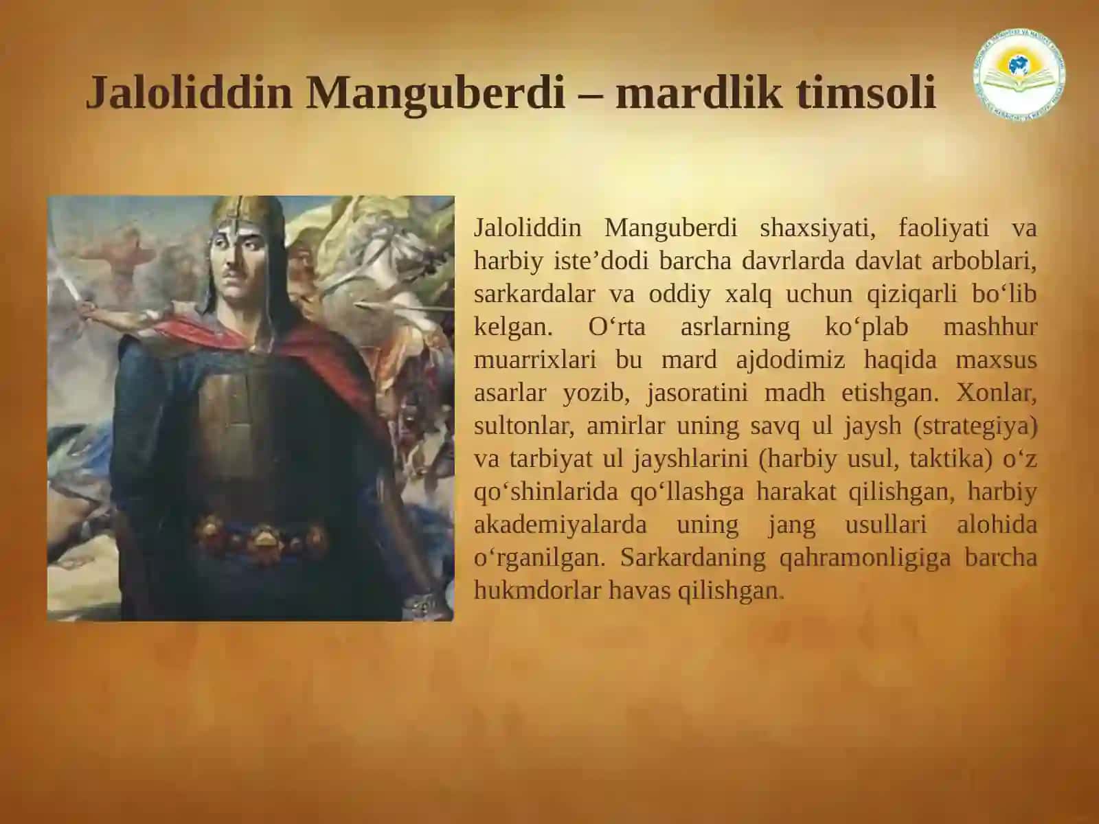 JALOLIDDIN MANGUBERDI – VATAN HIMOYACHISI VA JASUR SARKARDA 3