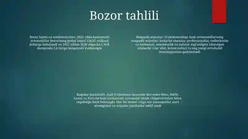 Audiy Avtomobilini Ishlab Chiqarish BoʻYicha Biznes Reja 3