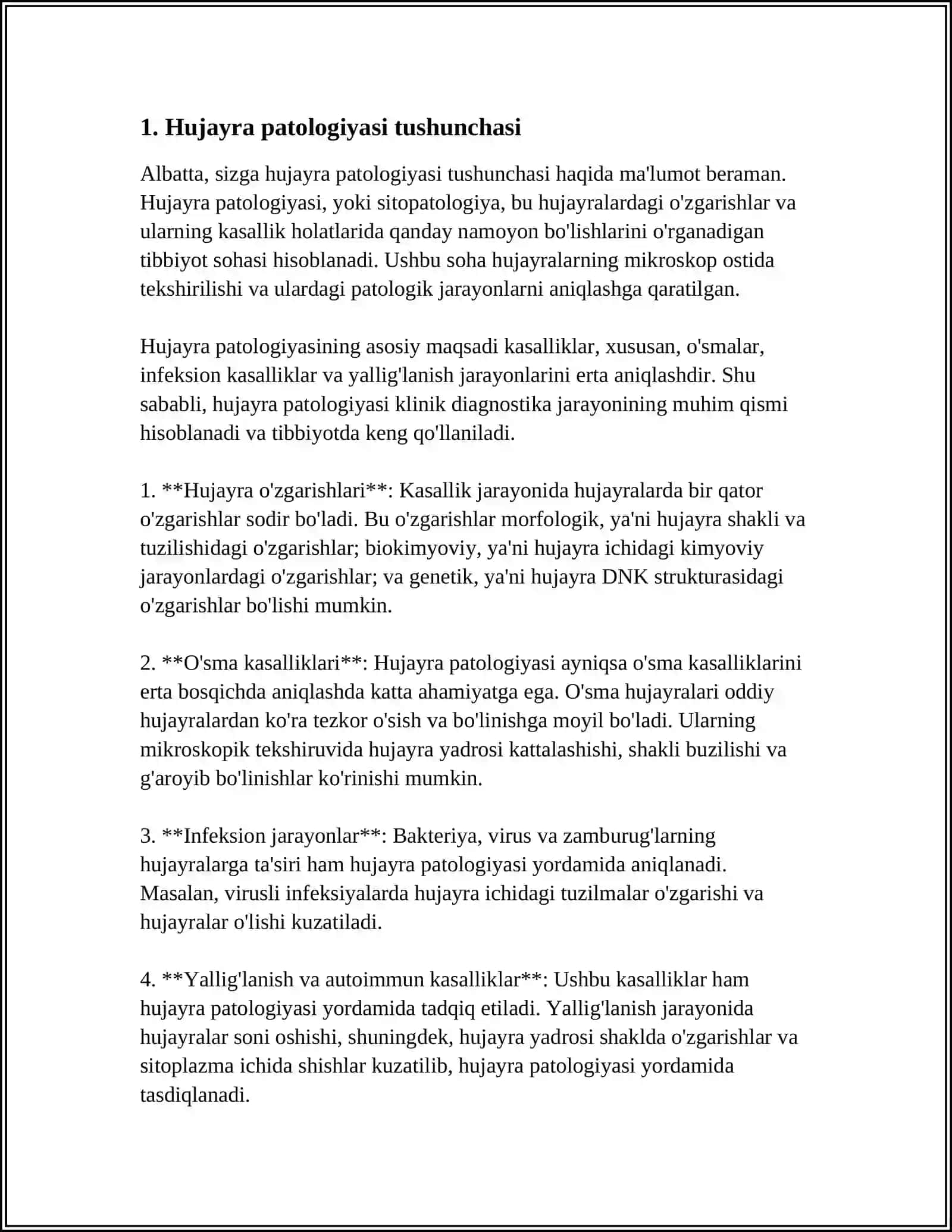 MUSTAQIL ISH Mavzu: HUJAYRA PATOLOGIYASI VA TIPLARI 3