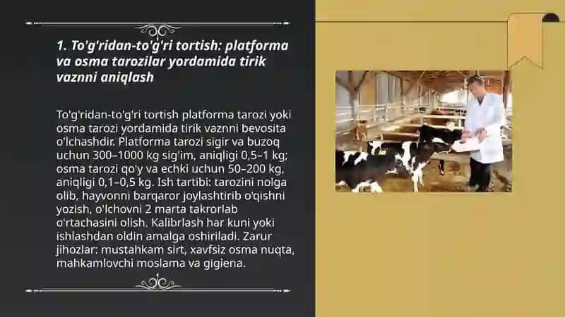 Qishloq xojallik hayvonlarni tirik vaznini hamda yoshini aniqlash usullari 3
