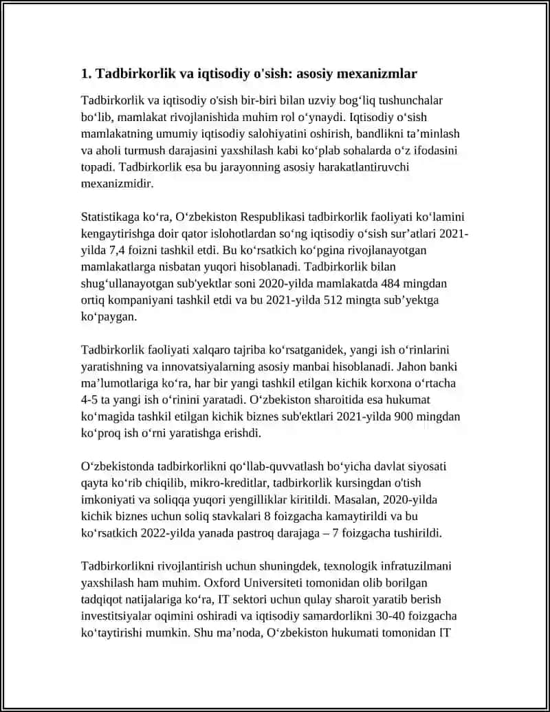 TADBIRKORLIK FAOLIYATINING IQTISODIY RIVOJLANISHGA TA'SIRI 3