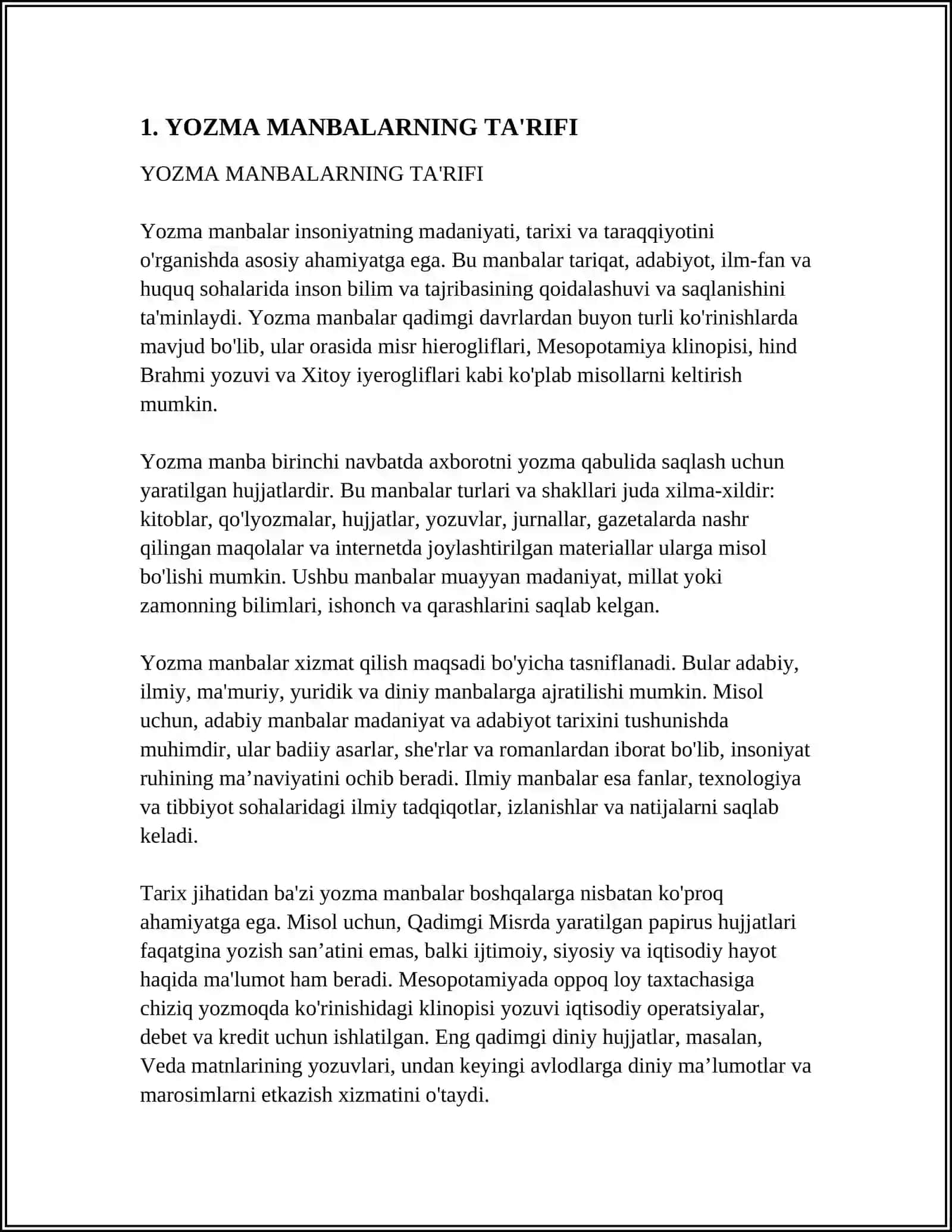 YOZMA MANBALARNING TA'RIFI 3