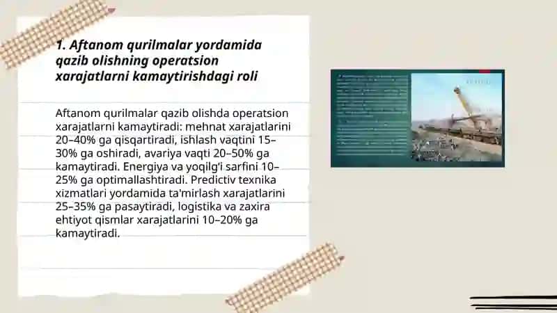 Aftanom qurilmalar yordamida qazib olishning iqtsodi afzaliklari 3