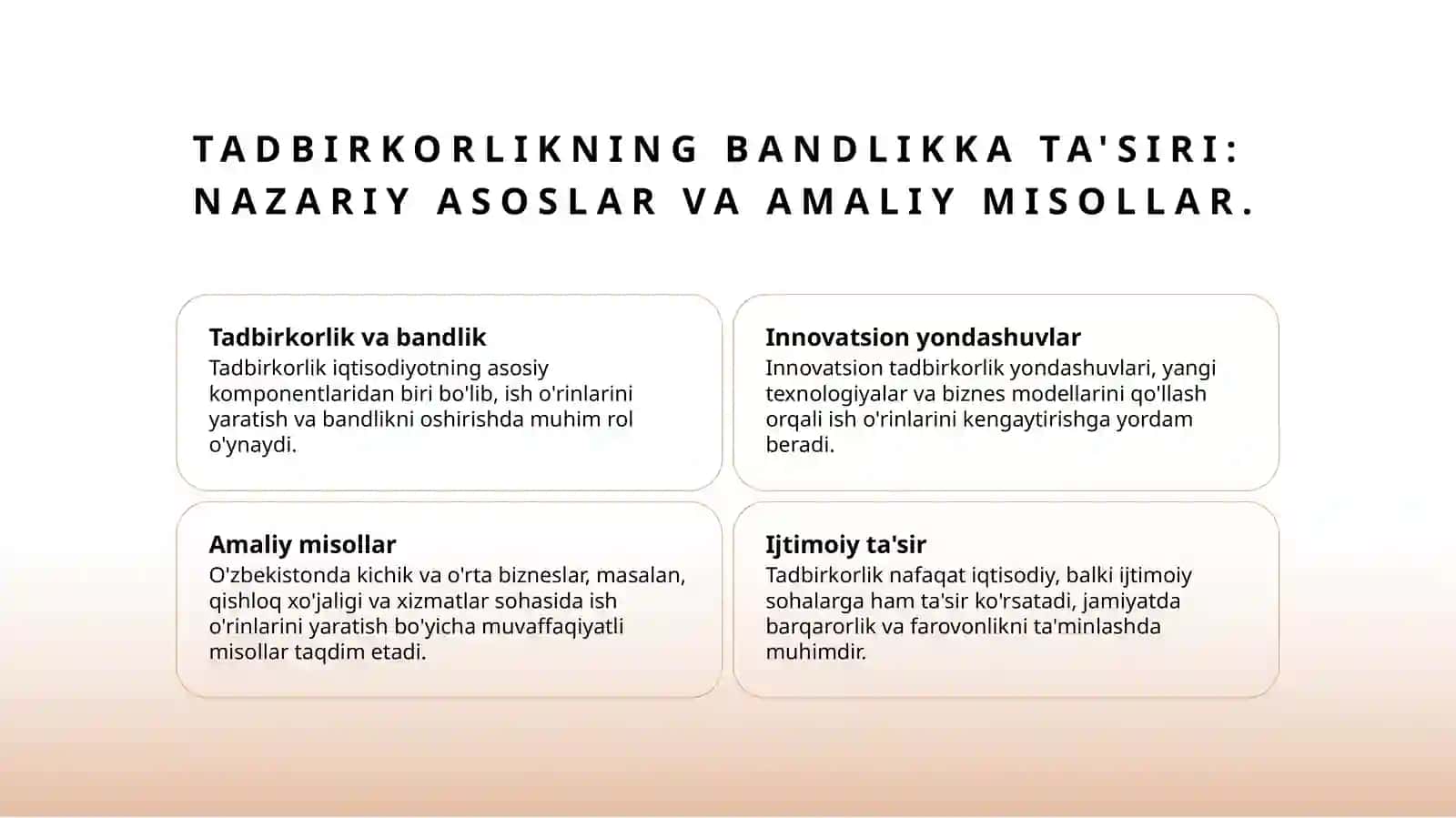 Aholi bandlik muammosini hal etishda tadbirkorlikning tutgan oʻrni 3
