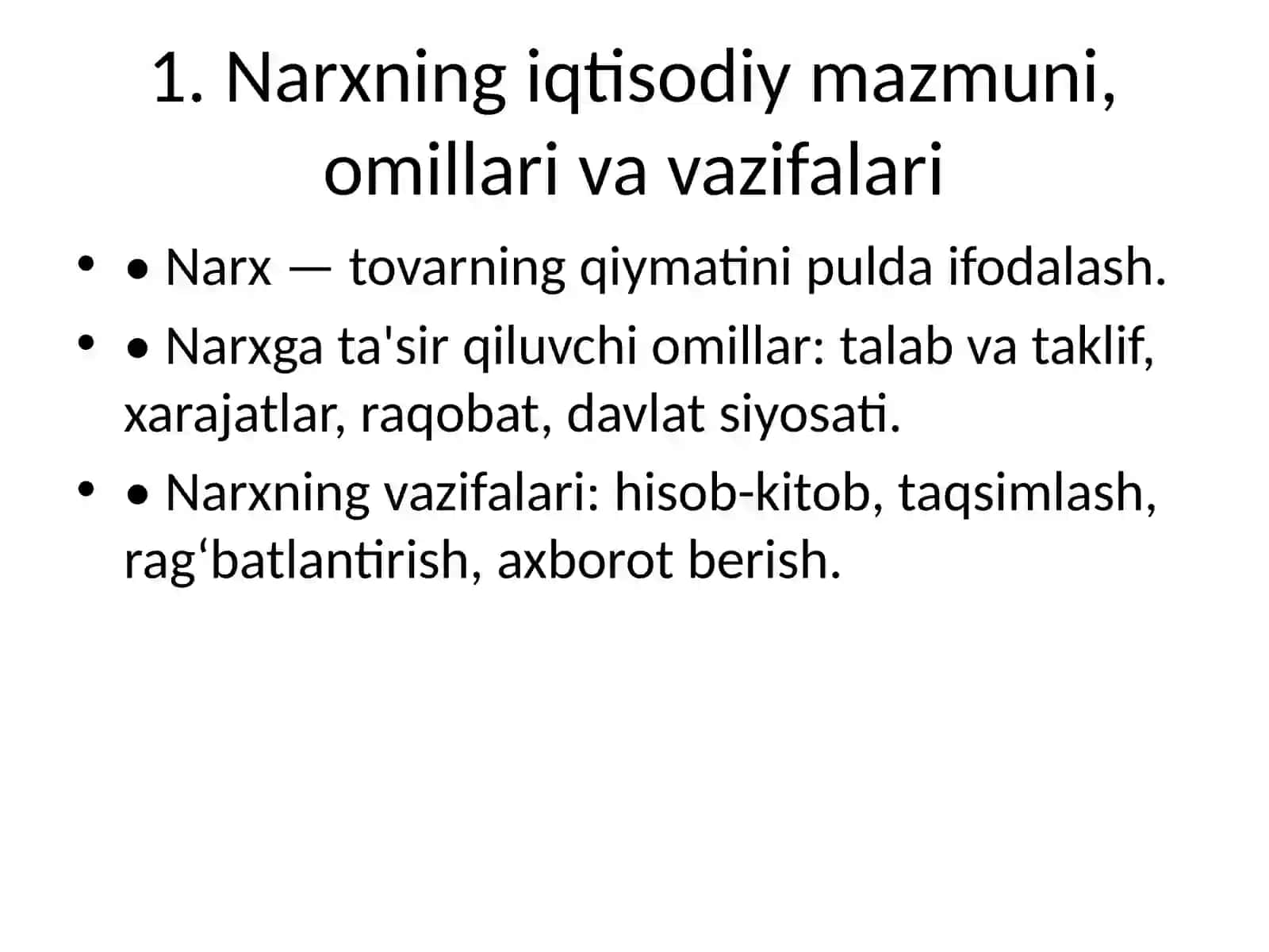 Narx mohiyatini shakllantirish 3