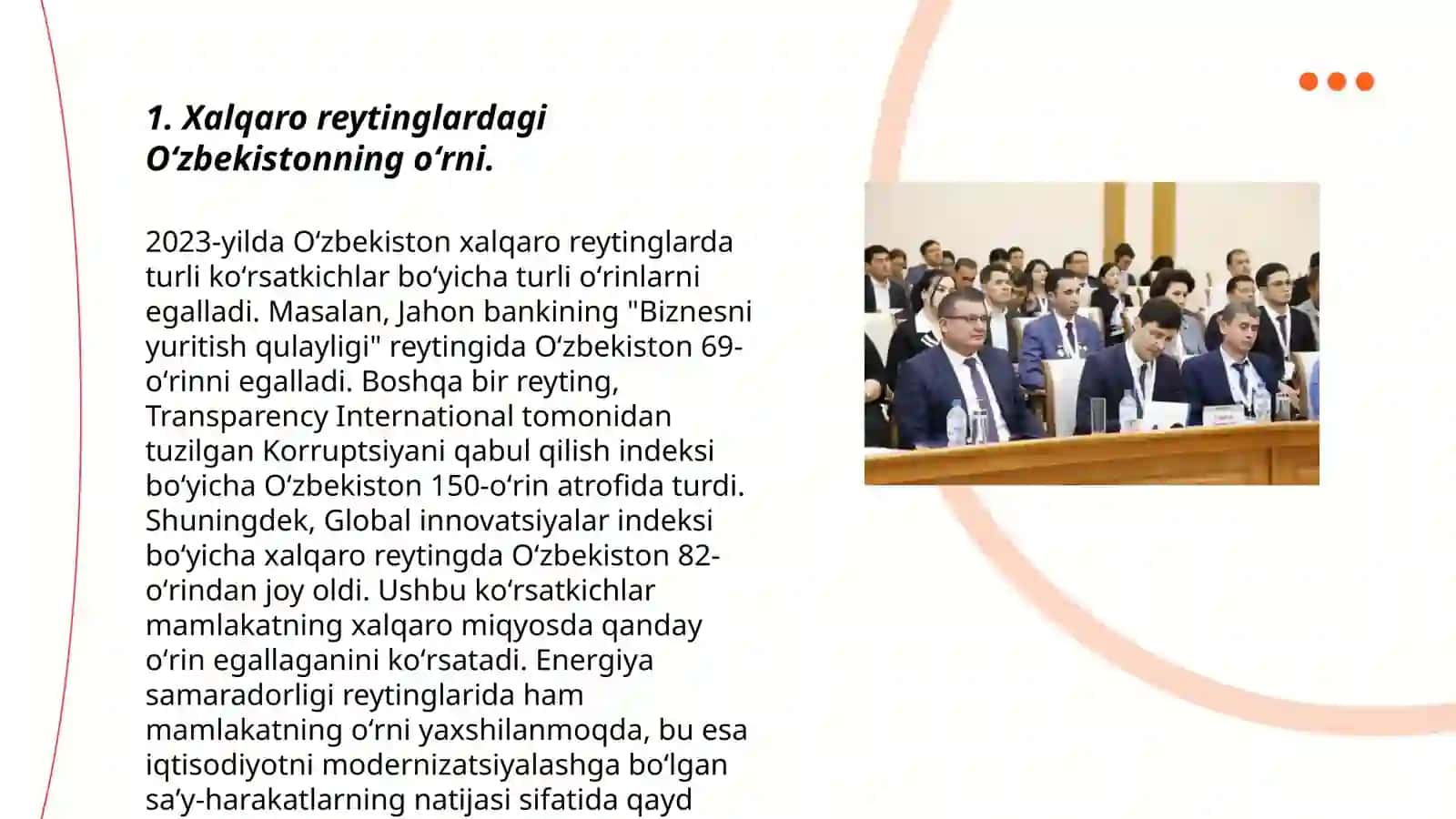 Oʻzbekiston Respublikasining xalqaro reyting va indekslaridagi órni va nufuzining ortib borishi 3