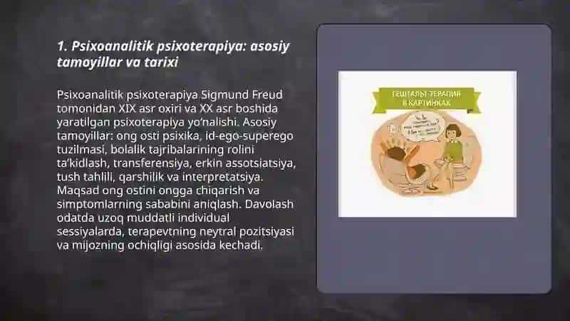 Psixoanalitik psixoterapiya: asosiy tamoyillar va tarixi 3