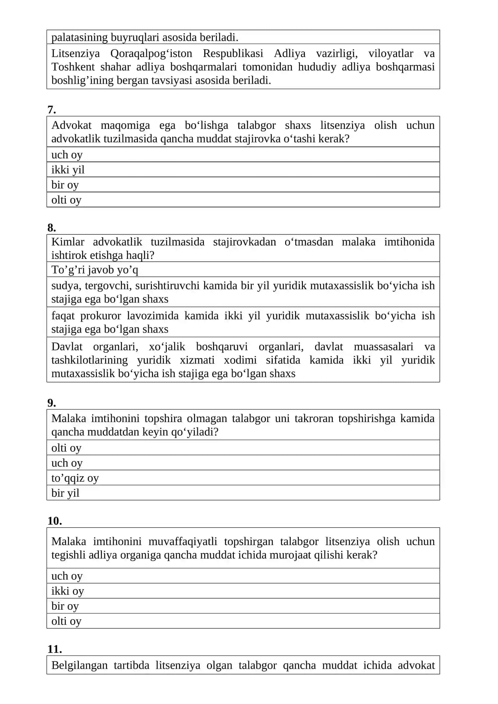 Advokatura fodidan test 3