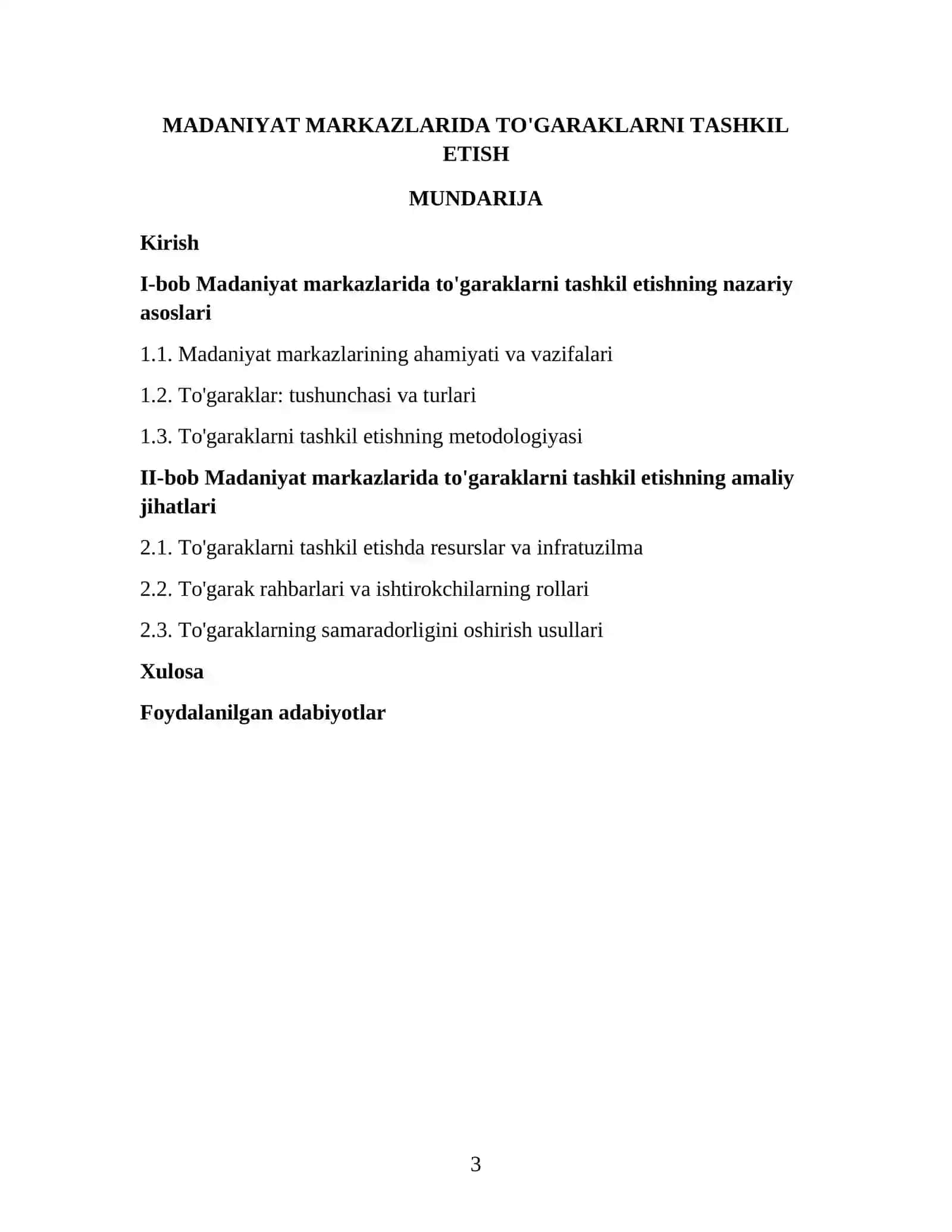 Madaniyat markazlarida to'garaklarni tashkil etish 3