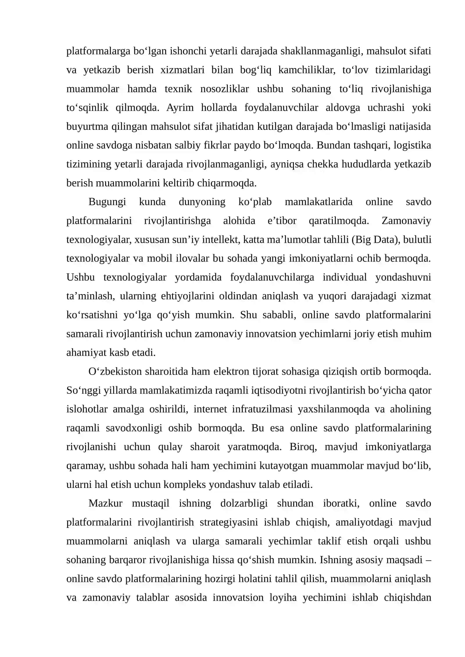 Online savdo platform platformasini rivojlantirish strategiyasini ishlab chiqish 3