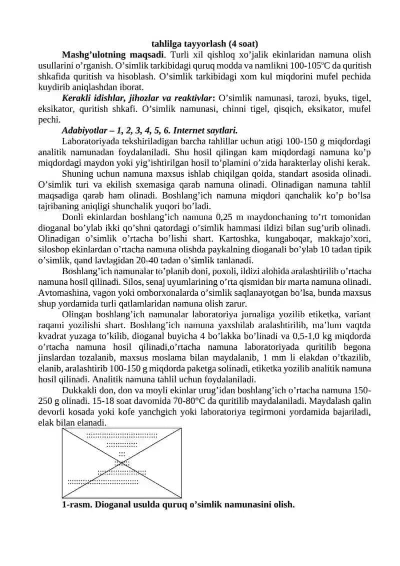 O’simlik namunasini olish va tahlilga tayyorlash 3