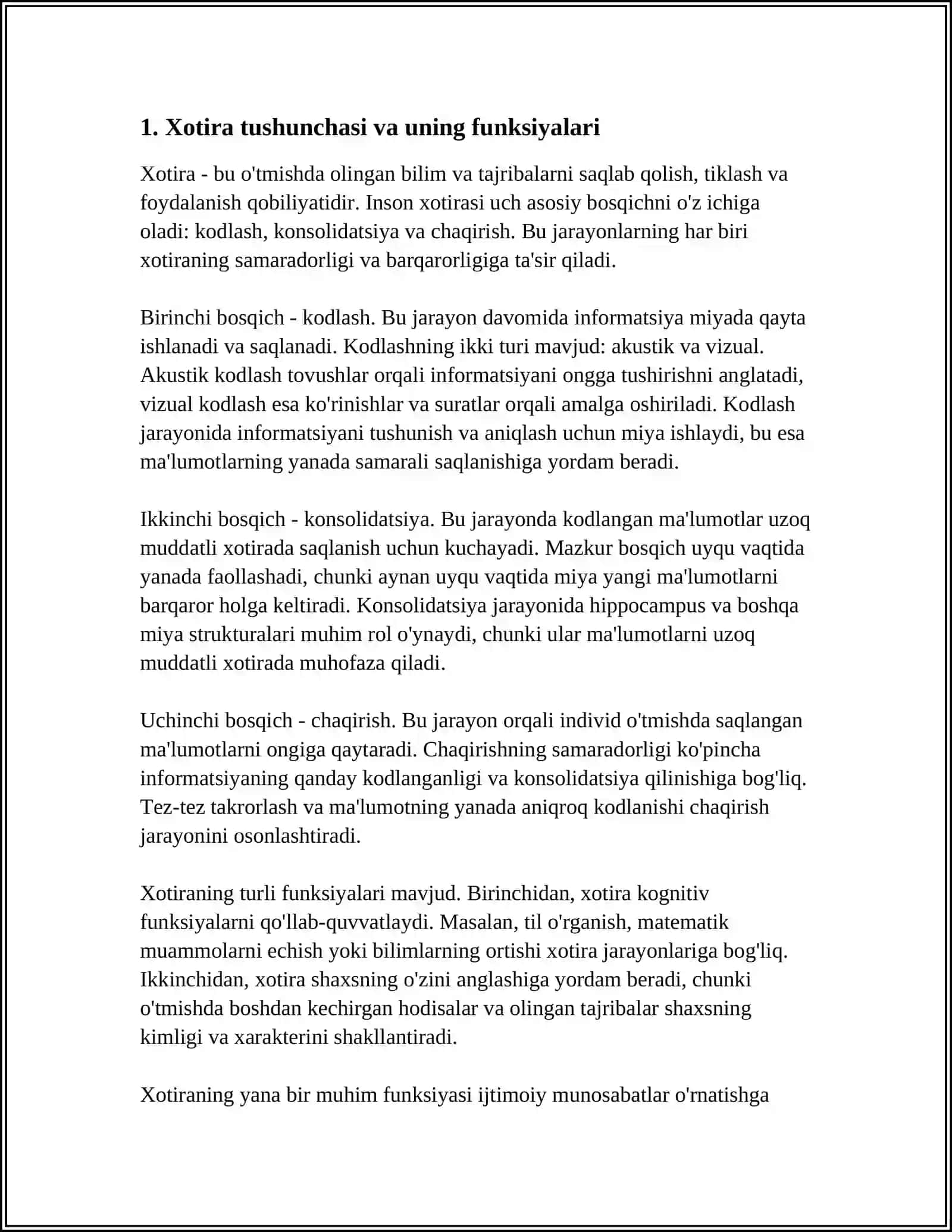 XOTIRA HAQIDA TUSHUNCHA VA UNING NERV FIZIOLOGIK ASOSI 3