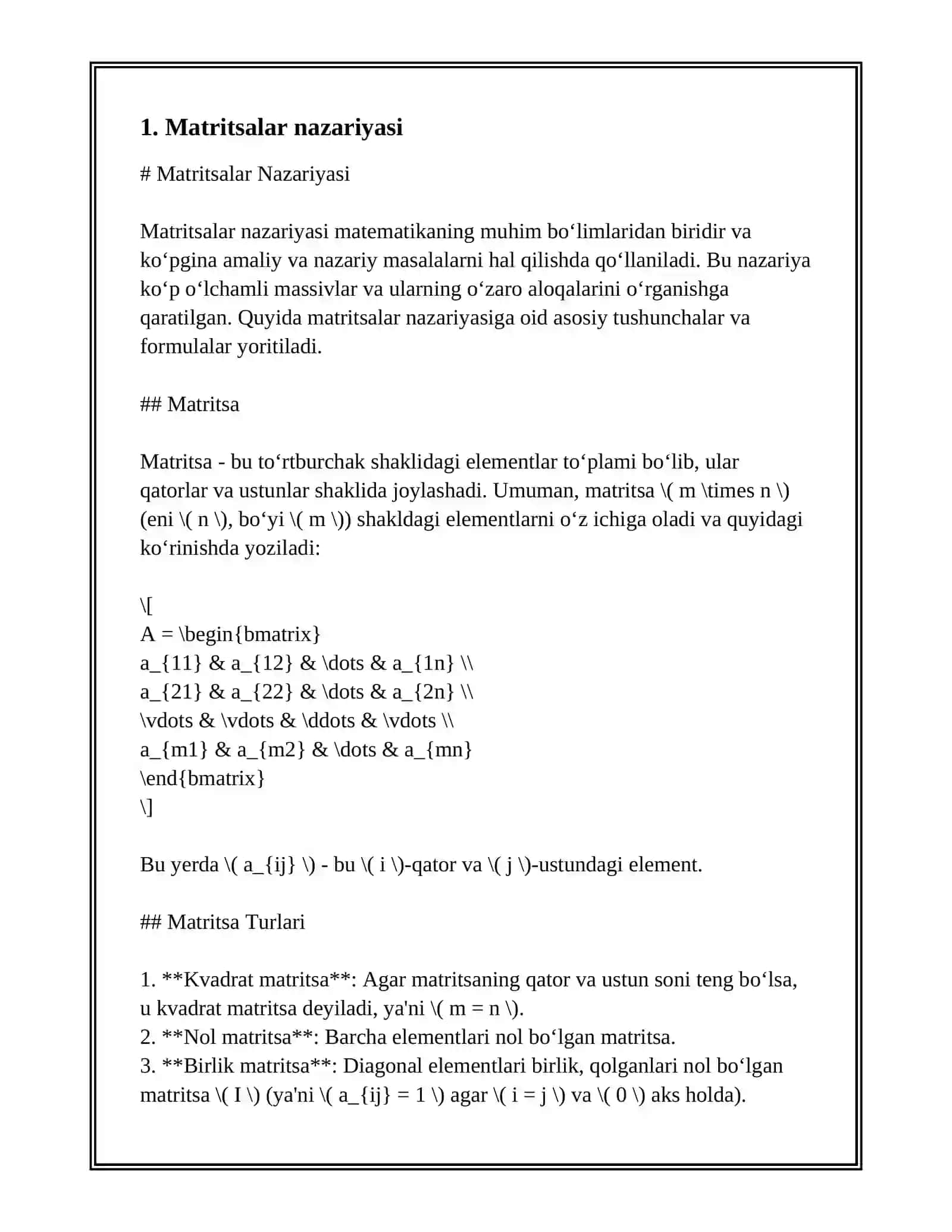 MATRITSALAR 3