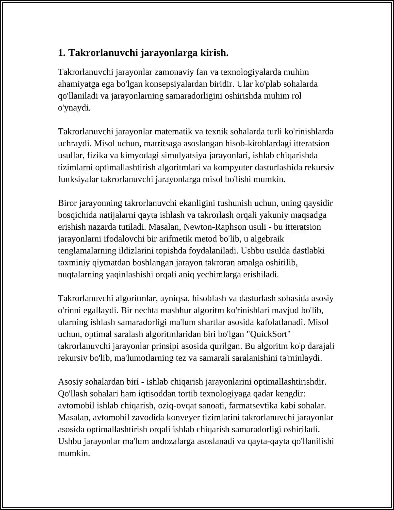 ICHMA- ICH JOYLASHGAN TAKRORLANUVCHI JARAYONLARNI TASHKIL ETISH 3