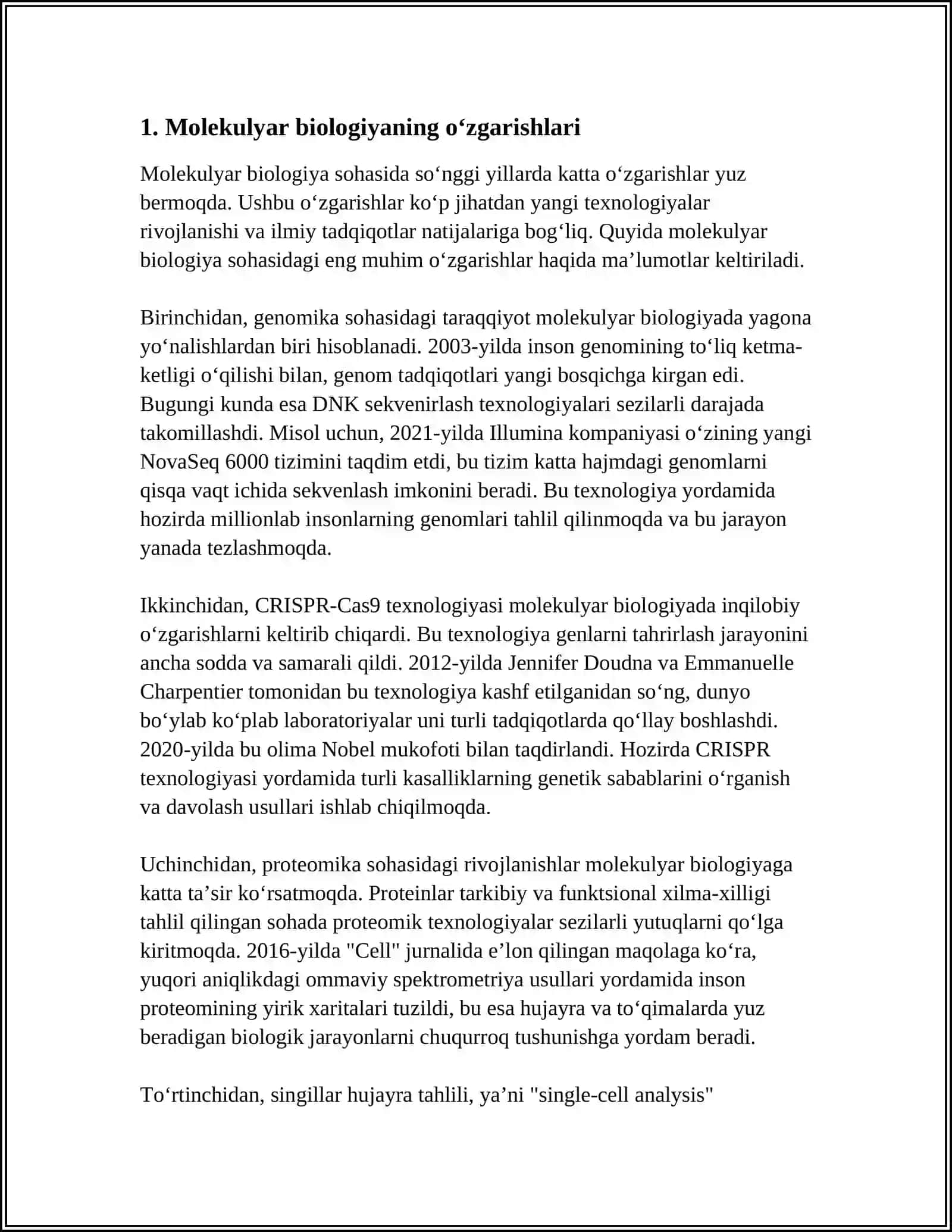 TIBBIYOT,BIOLOGIYA VA FARMATSIYANING AMALIY MASALALARINI OCHIB BERISH 3