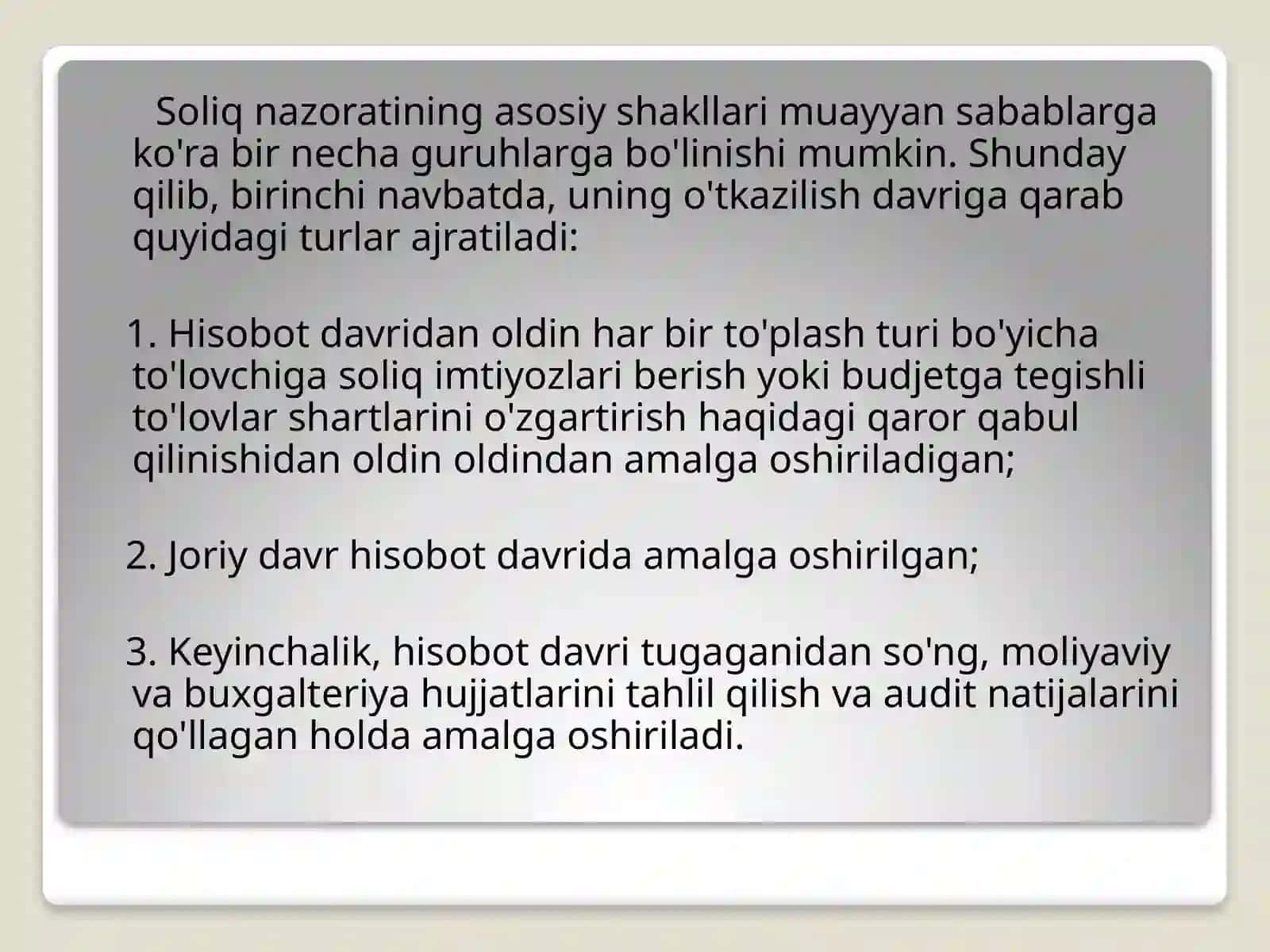 SOLIQ NAZORATI VA UNING SHAKLLARI 3