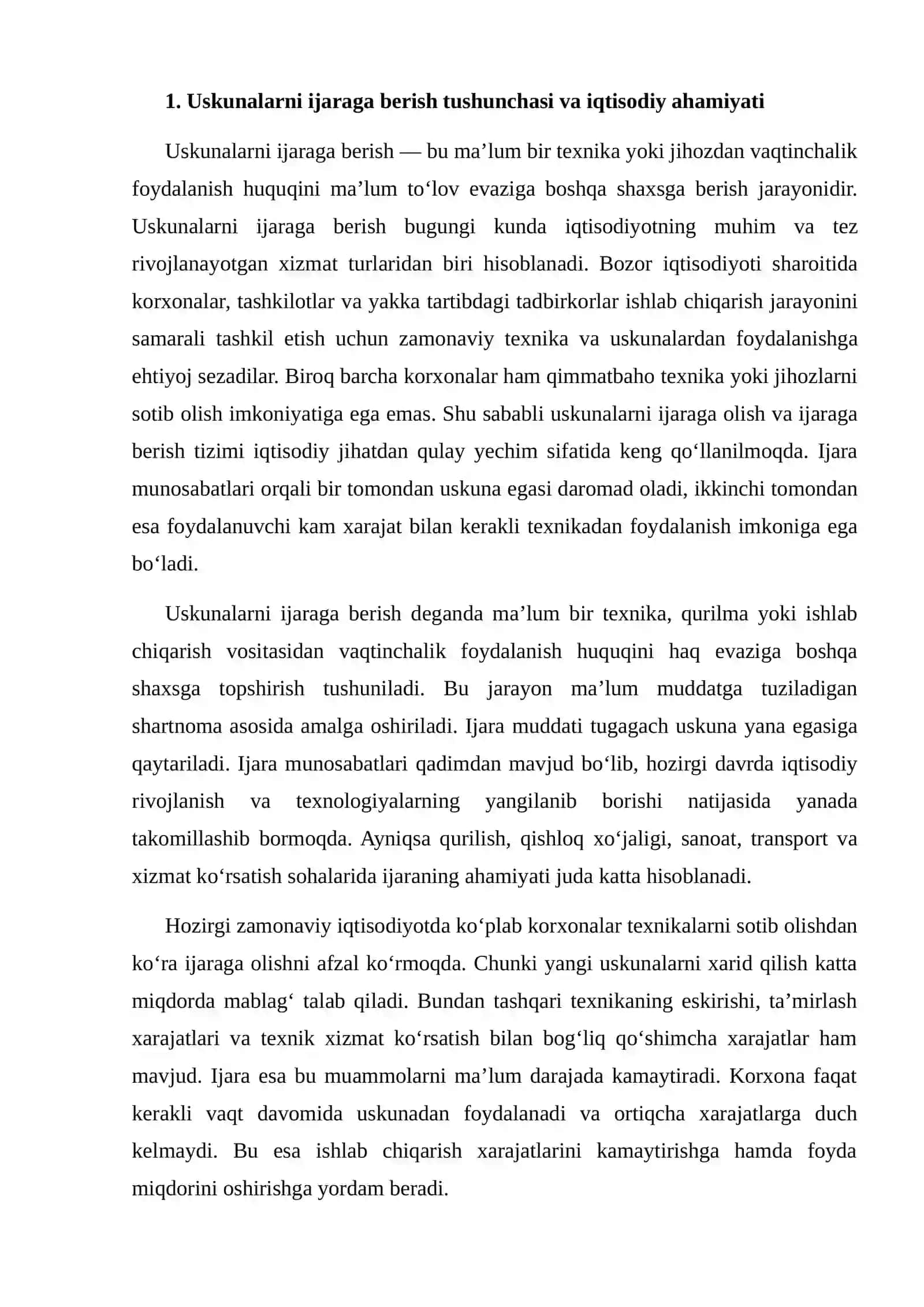 USKUNALARNI IJARAGA BERISHNING FOYDALILIK DARAJASINI TOPISH 3