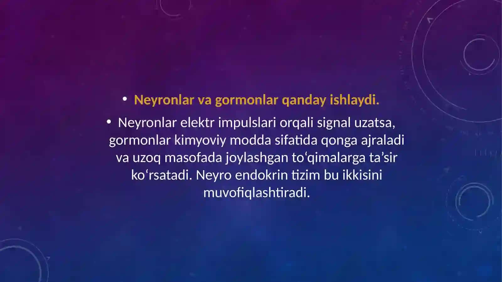 Neyro endokrin tizimining struktur va funksional tavsifi. 3