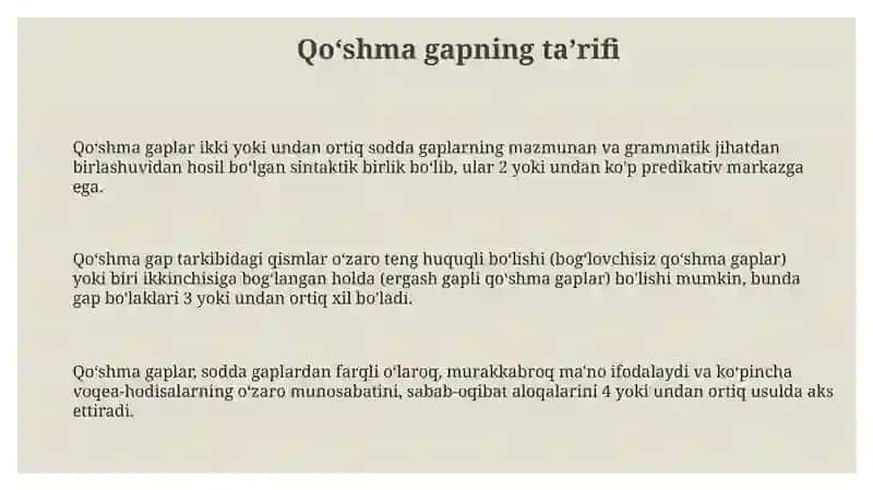 Qoʻshma gapning taʼrifi va tasnifi 3