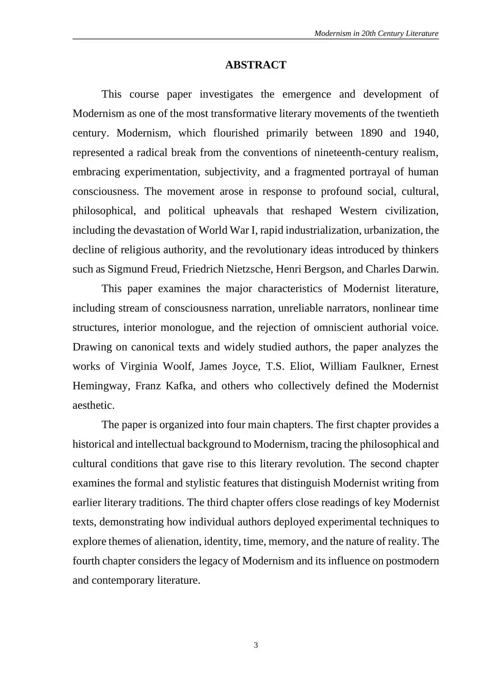 MODERNISM IN 20TH CENTURY LITERATURE 3