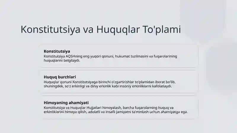 Inson hamda fuqaroning huquq va erkinliklarini kafolatlari.fuqarolarning burchlari 3