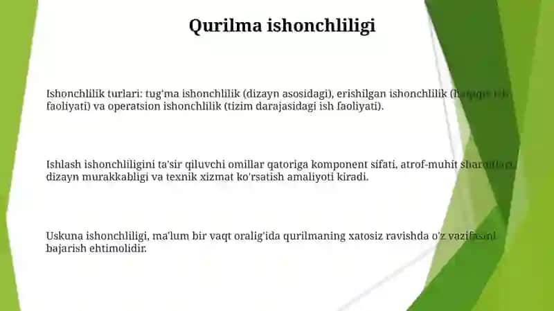 Ishonchlilik turlari 3