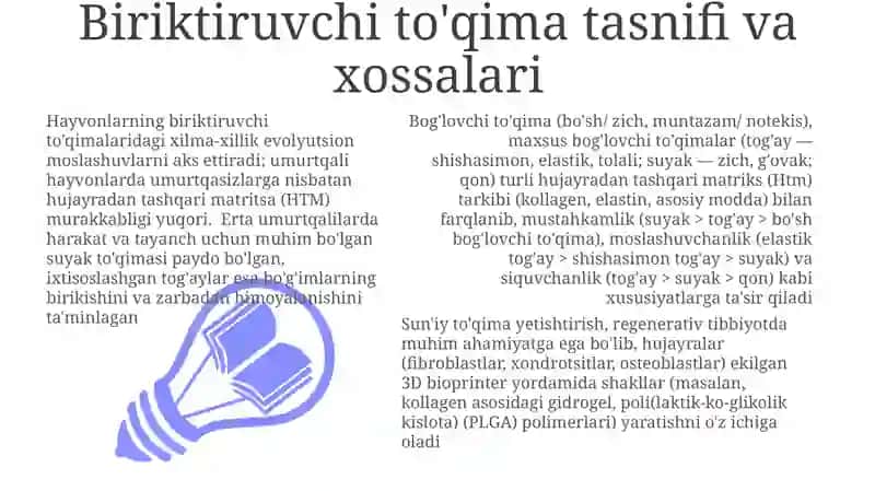 Bog'lovchi to'qima tasnifi va xossalari 3