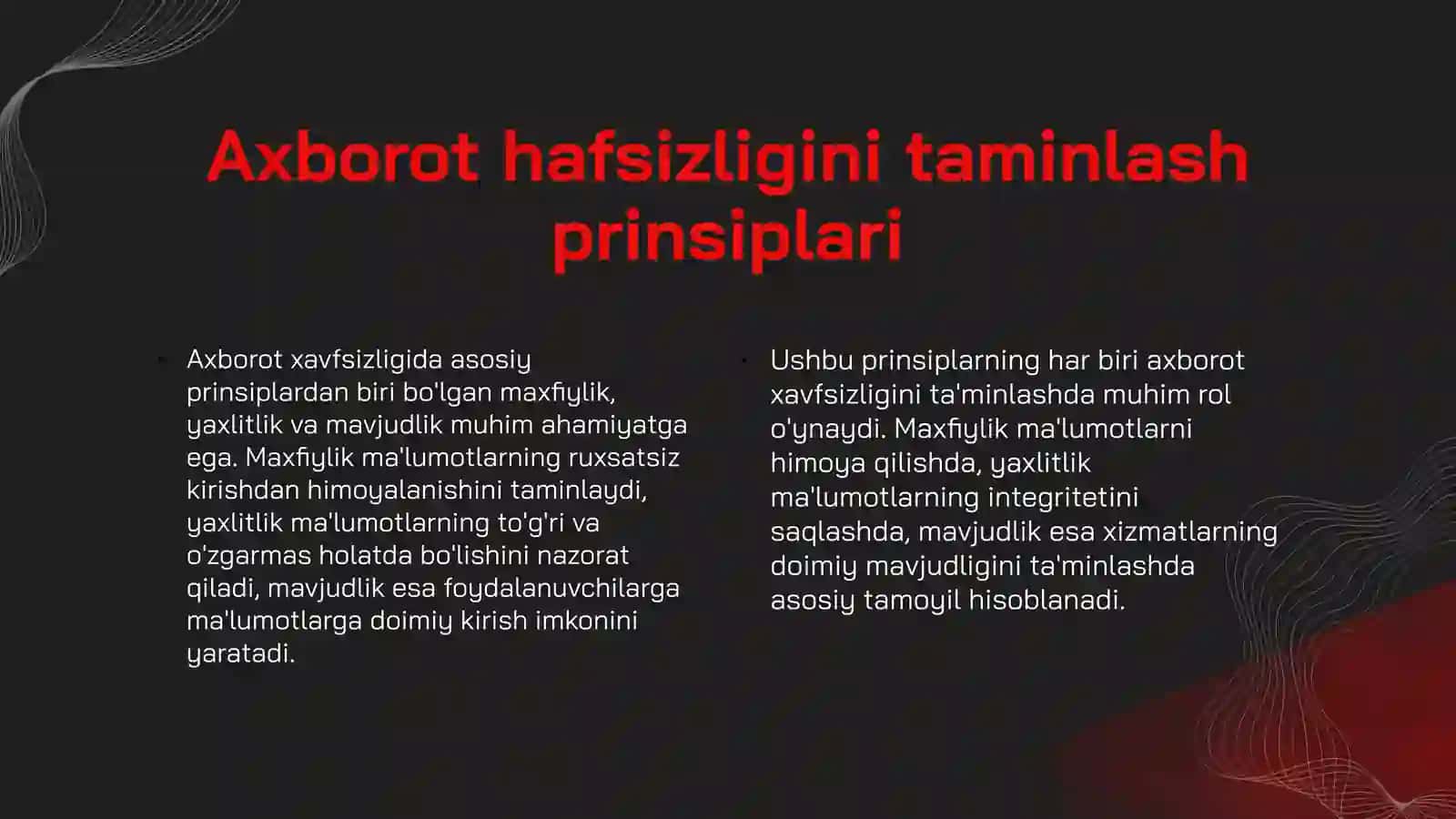 Axborot hafsizligini taminlash usullari 3