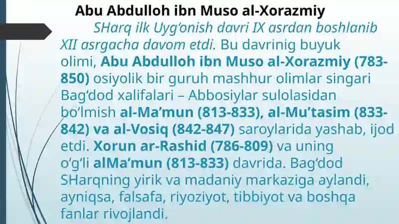 Abu Abdulloh ibn Muso al-Xorazmiy 3